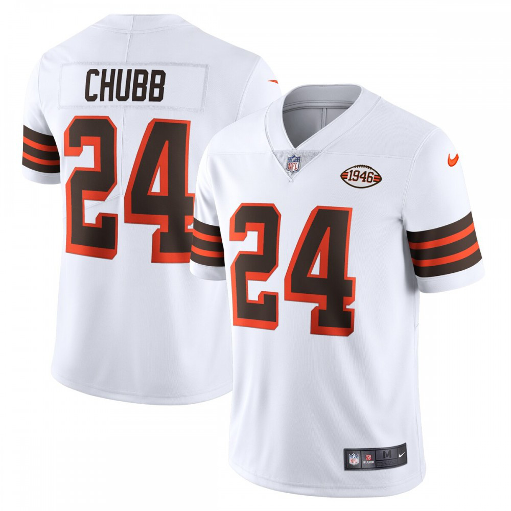 Nick Chubb Cleveland Browns Nike 1946 Collection Alternate Vapor Limited Jersey - White-GridironStore